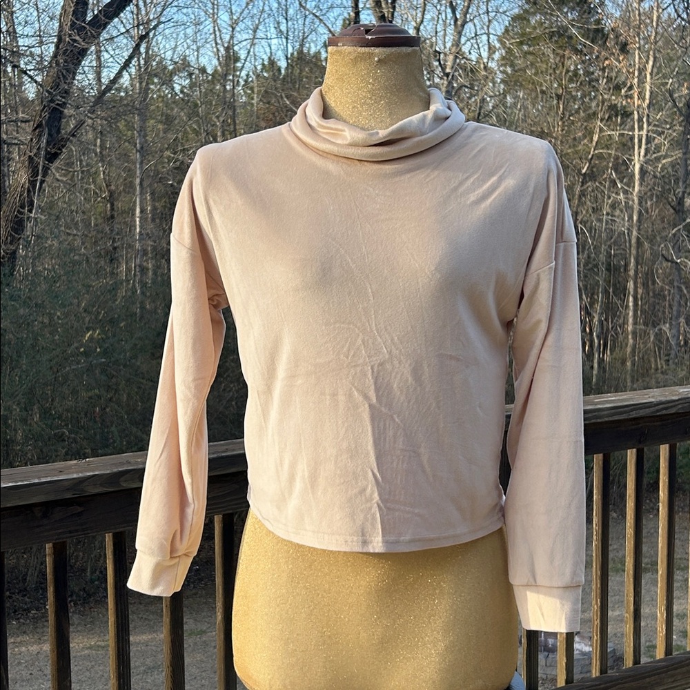 Cream Cowl Neck Sweater suede